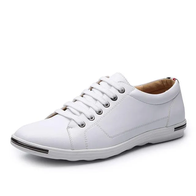 Mens Classic Lace Up Comfortable Faux Leather Flat