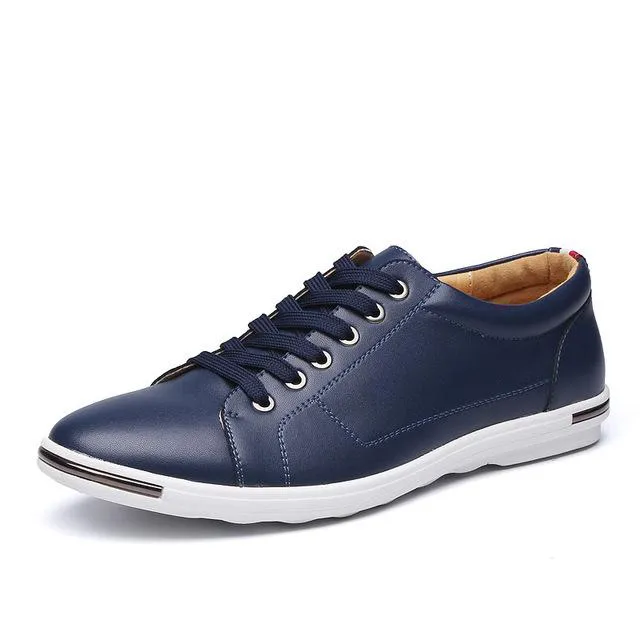 Mens Classic Lace Up Comfortable Faux Leather Flat