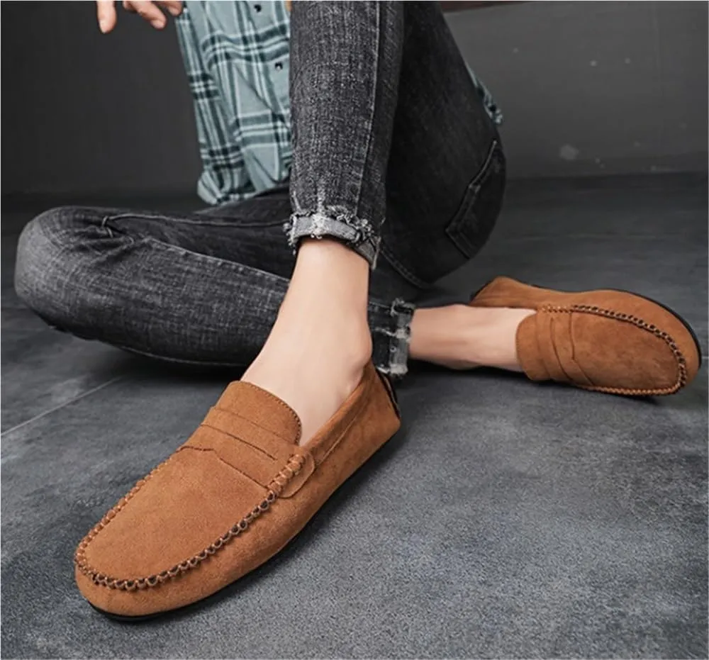 Mens Classic Loafers Shoes Breathable Suede Vamp Slip On Comfortable Driving Style Casual Events Business Outdoors Wedding