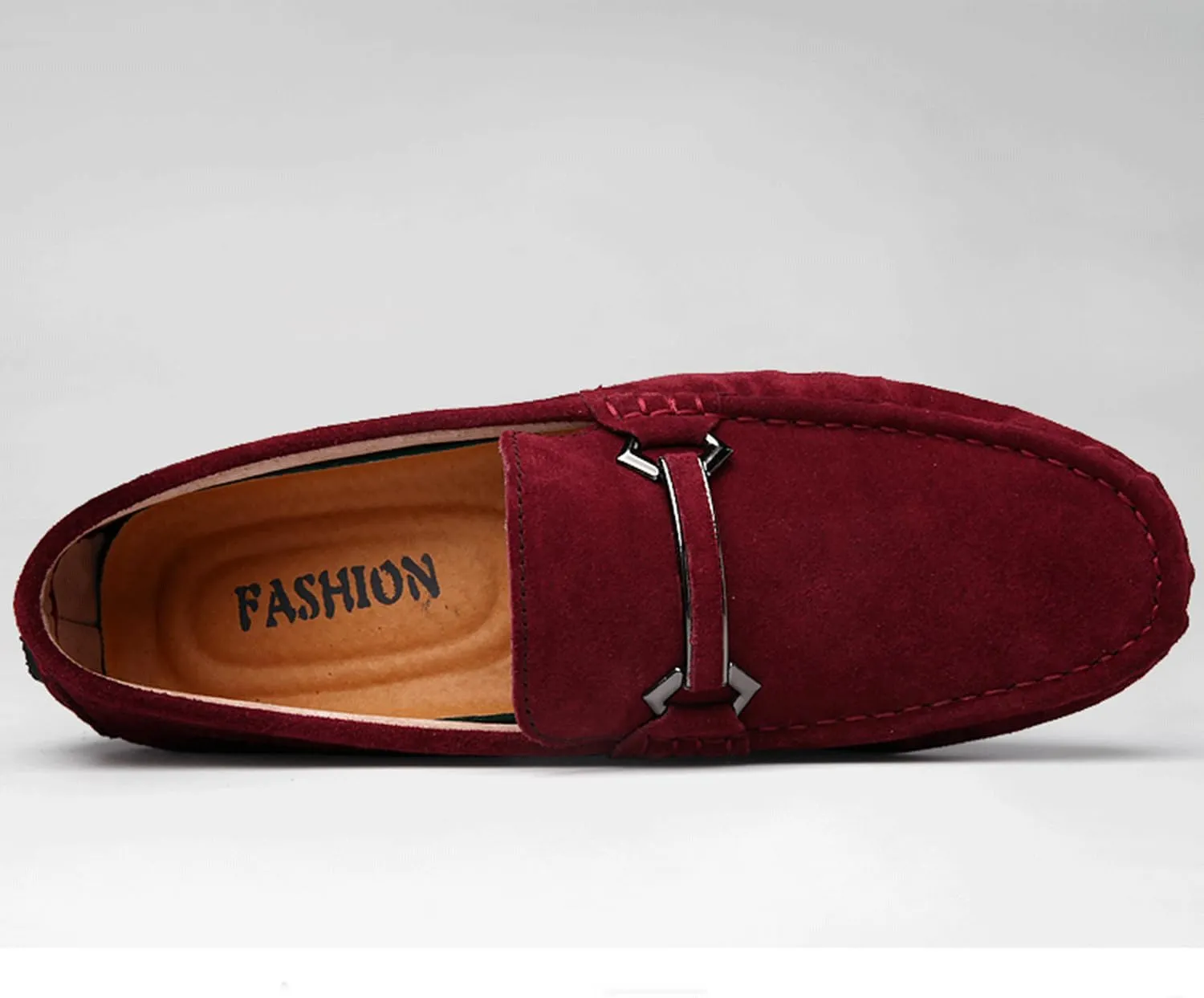 Mens Driving Penny Loafers Suede Moccasins with Metal Buckle Elegant Slip On Casual Boat Shoes