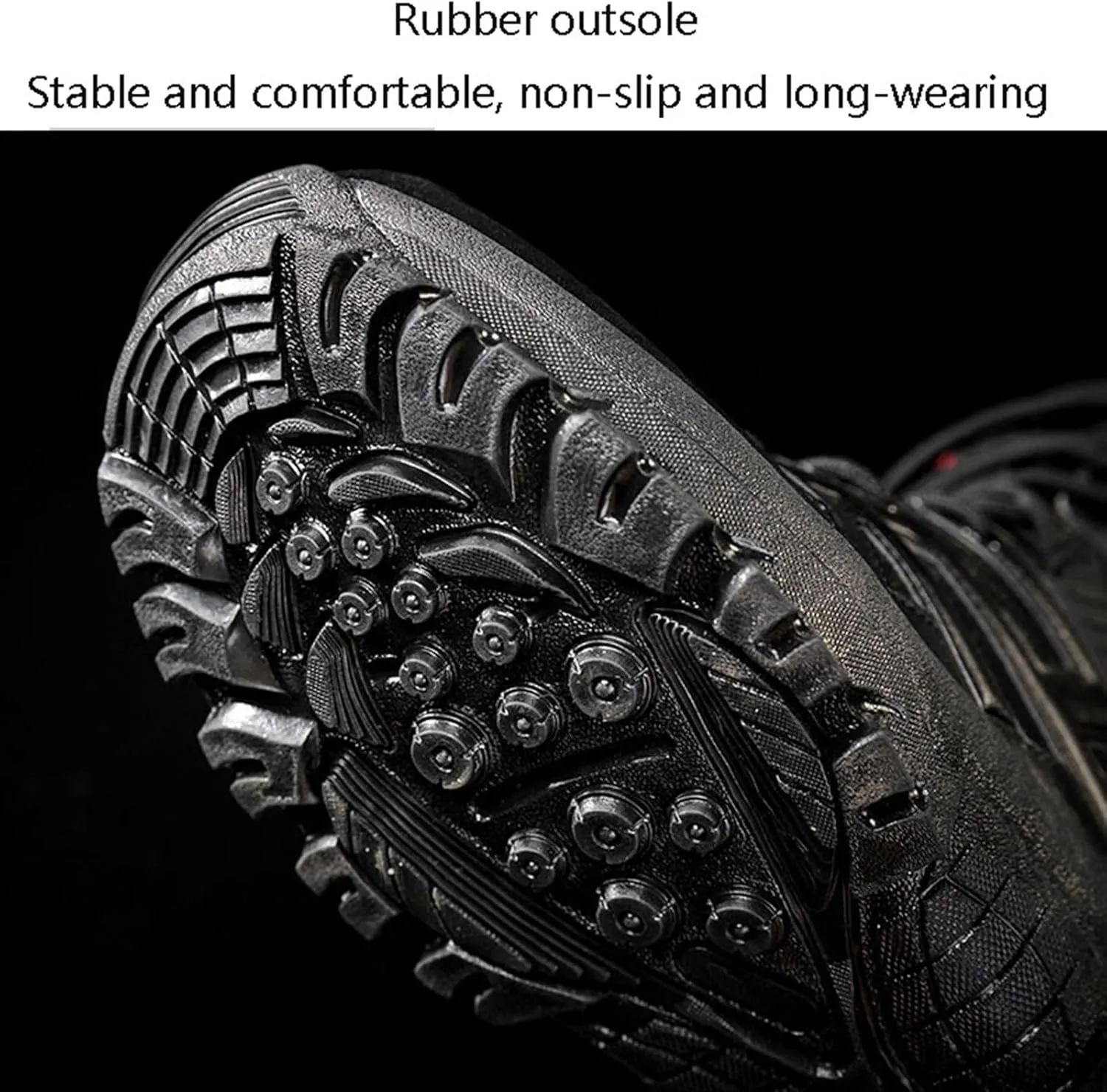 Men's Hiking Boots Military, Mens Outdoor Lace Up Breathable High Top Side Zipper Tactical Boots, Non Slip Plus Size Paste Bring Hiking Boots, for Outdoor Athletic Cold Weather