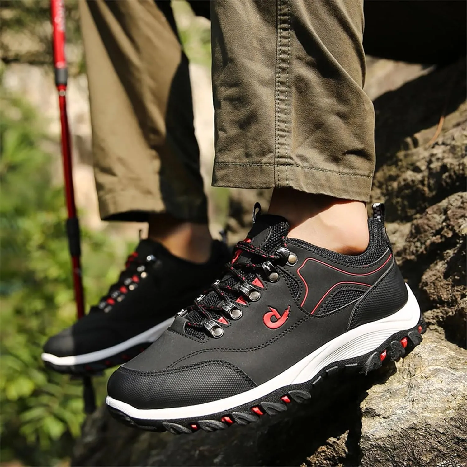 Men's Hiking Shoes Outdoor Walking Shoes Waterproof Work Shoes Trekking Trails Shoes with Arch Support