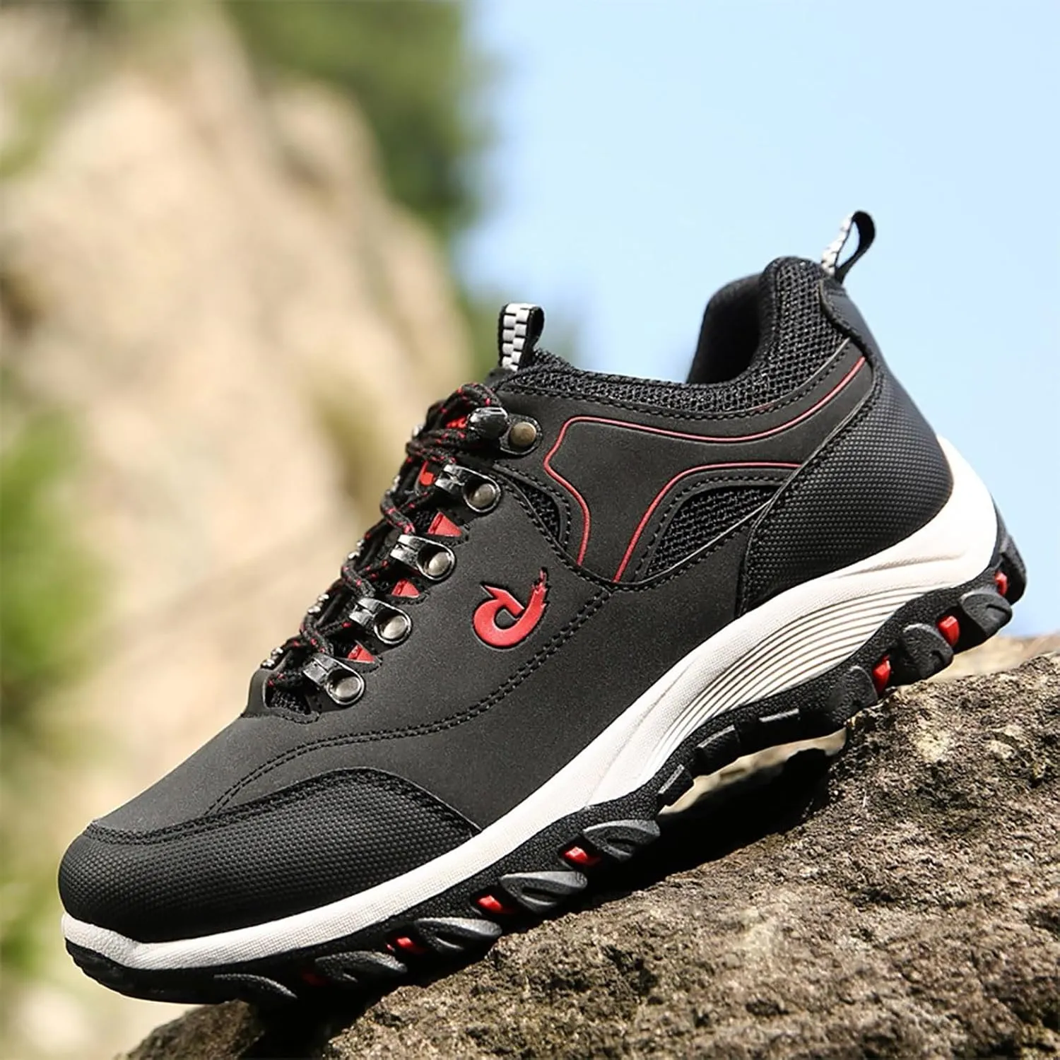 Men's Hiking Shoes Outdoor Walking Shoes Waterproof Work Shoes Trekking Trails Shoes with Arch Support