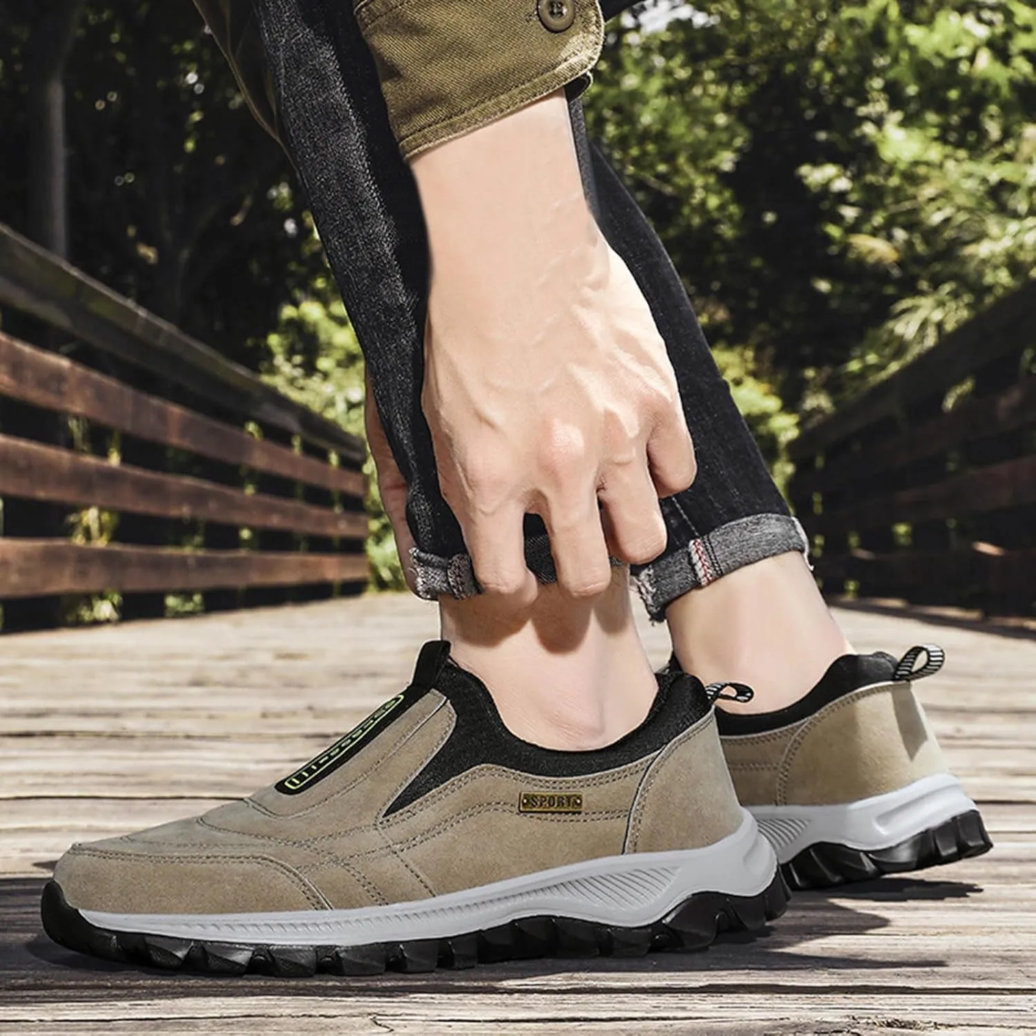 Men's Hiking Shoes Outdoor Walking Shoes Waterproof Work Shoes Trekking Trails Shoes with Arch Support