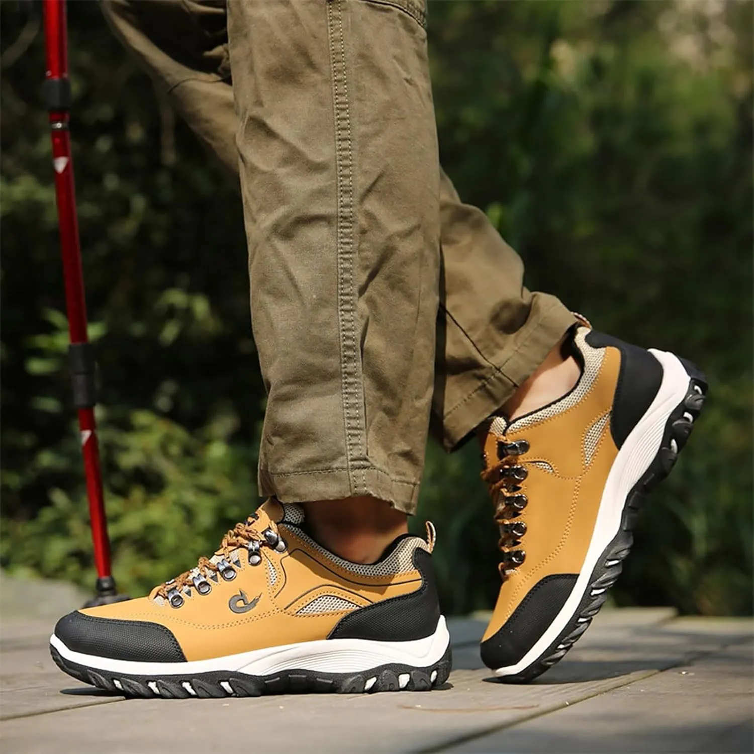 Men's Hiking Shoes Outdoor Walking Shoes Waterproof Work Shoes Trekking Trails Shoes with Arch Support
