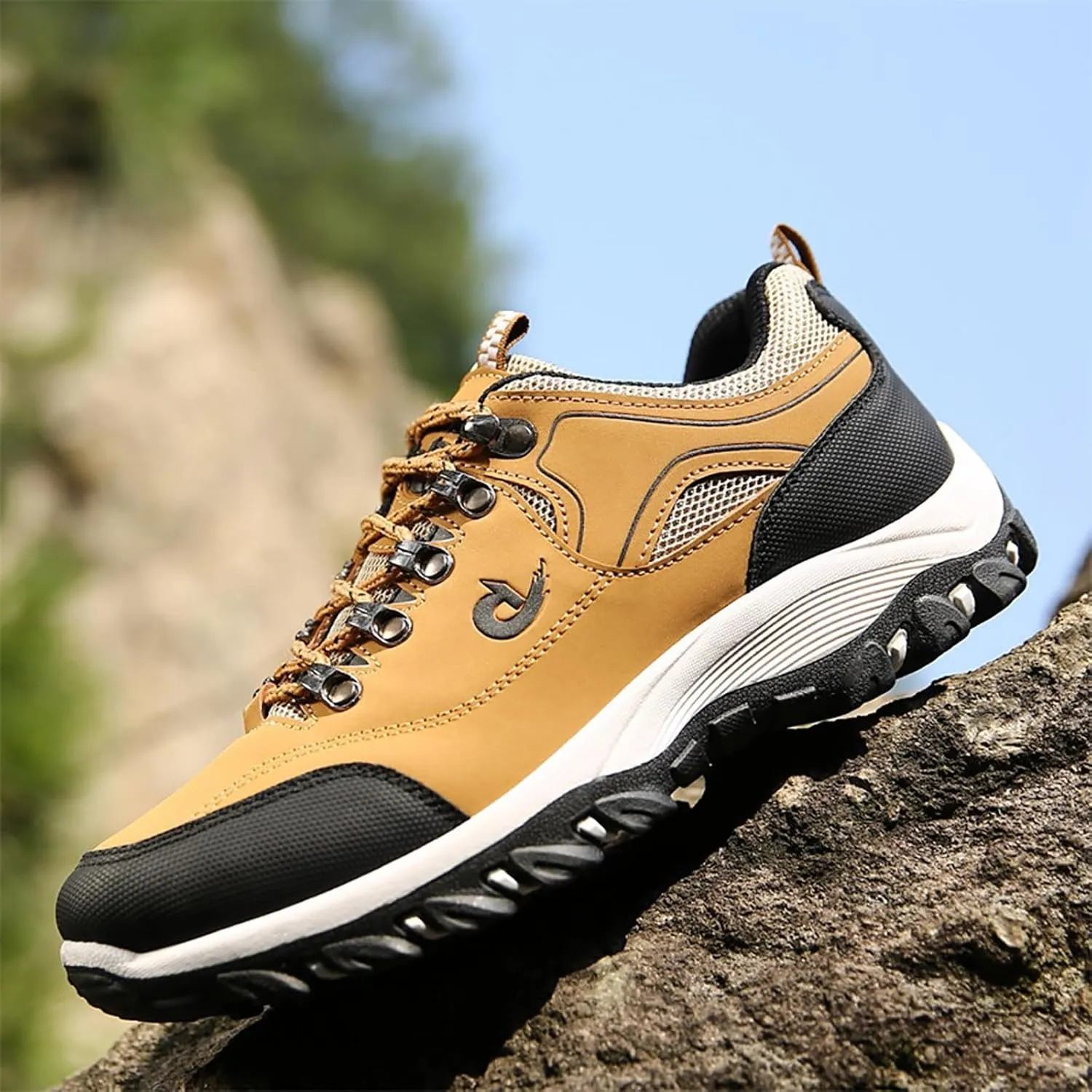 Men's Hiking Shoes Outdoor Walking Shoes Waterproof Work Shoes Trekking Trails Shoes with Arch Support