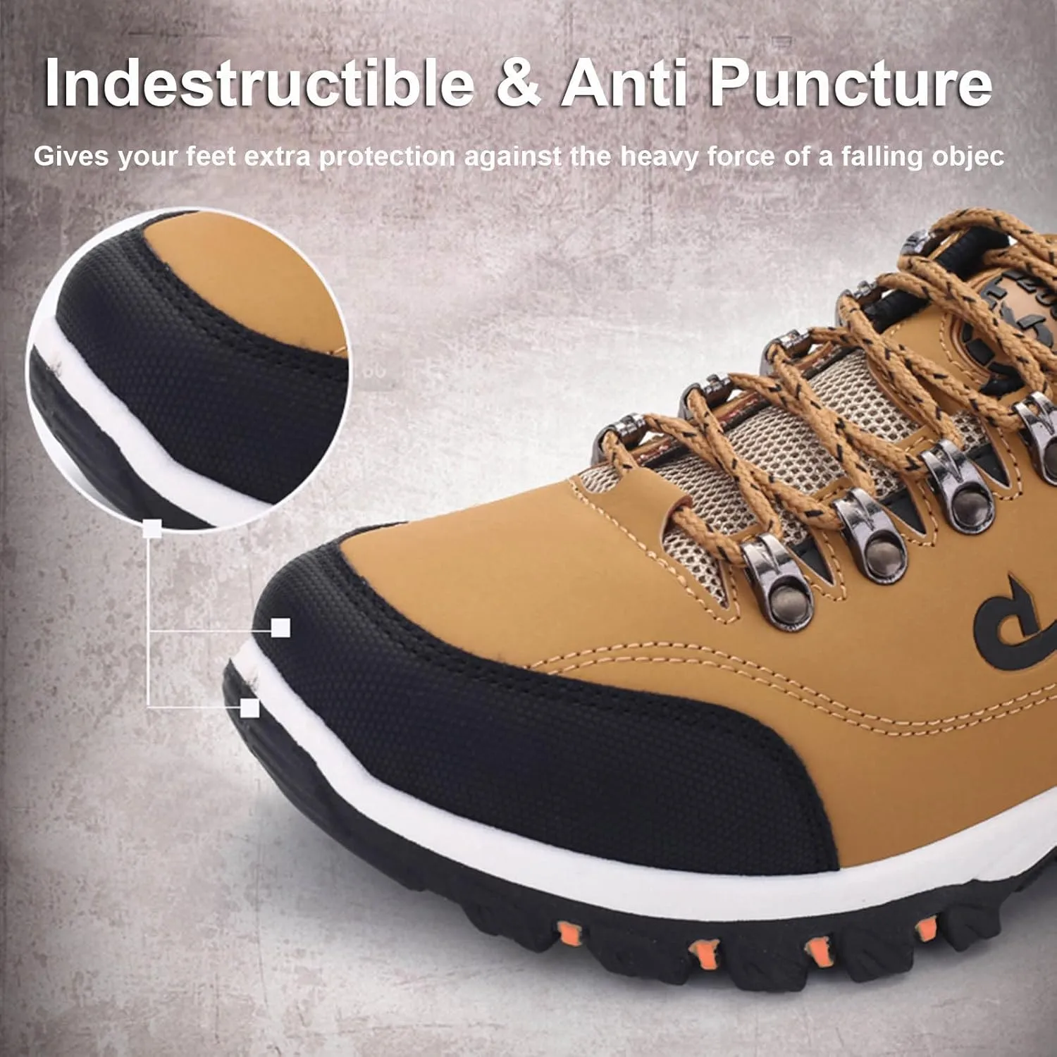 Men's Hiking Shoes Outdoor Walking Shoes Waterproof Work Shoes Trekking Trails Shoes with Arch Support