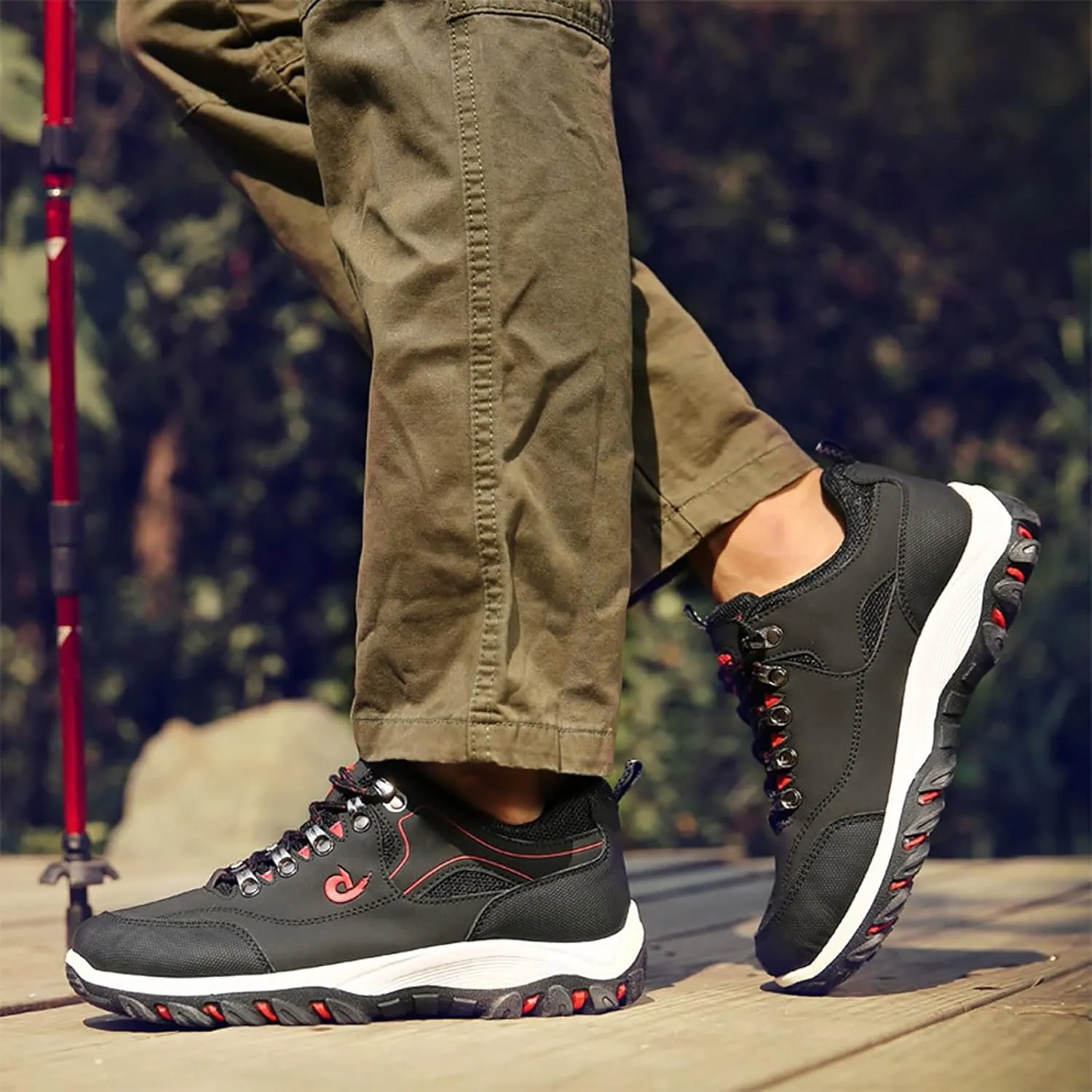 Men's Hiking Shoes Outdoor Walking Shoes Waterproof Work Shoes Trekking Trails Shoes with Arch Support