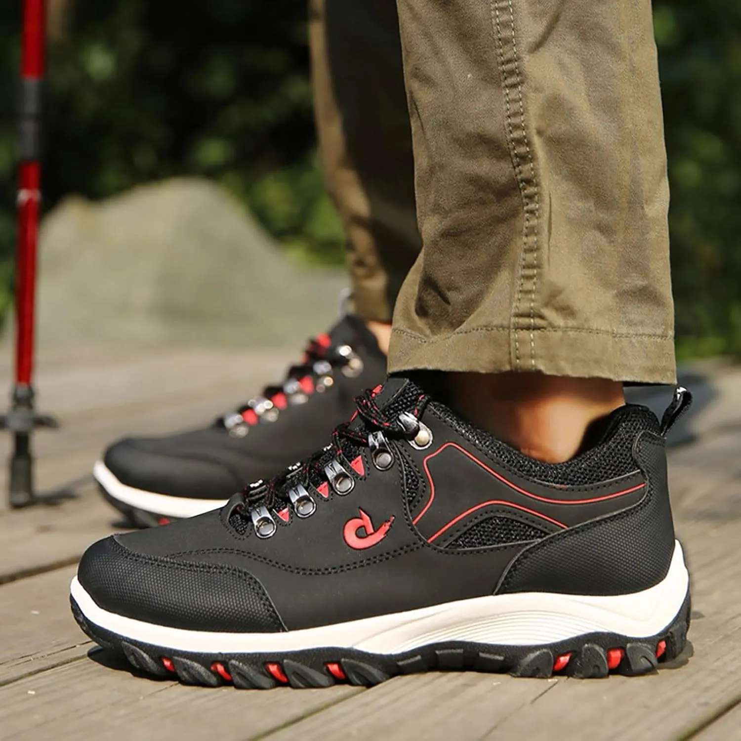 Men's Hiking Shoes Outdoor Walking Shoes Waterproof Work Shoes Trekking Trails Shoes with Arch Support