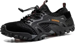 Men's Hiking Shoes, Wading Shoes, Hiking, Outdoor, Rock Climbing, Hollow, Breathable (Color : Black, Size : 7.5)