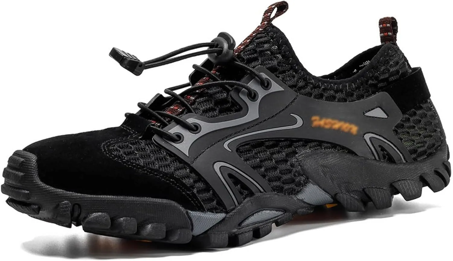 Men's Hiking Shoes, Wading Shoes, Hiking, Outdoor, Rock Climbing, Hollow, Breathable (Color : Black, Size : 8)