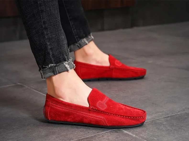 Men's Loafers Faux Leather Stitching Details Suede Vamp Rubber Sole Flat Heel Comfortable Lightweight Classic Fashion Slip On