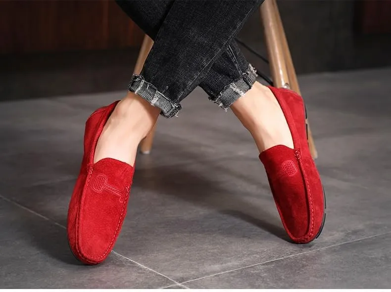 Men's Loafers Faux Leather Stitching Details Suede Vamp Rubber Sole Flat Heel Comfortable Lightweight Classic Fashion Slip On