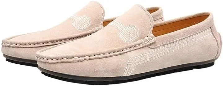 Men's Loafers Faux Leather Stitching Details Suede Vamp Rubber Sole Flat Heel Comfortable Lightweight Classic Fashion Slip On