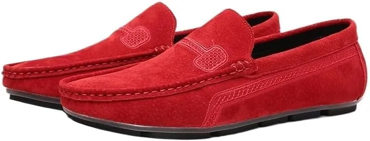 Men's Loafers Faux Leather Stitching Details Suede Vamp Rubber Sole Flat Heel Comfortable Lightweight Classic Fashion Slip On