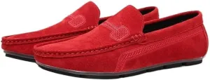 Men's Loafers Faux Leather Stitching Details Suede Vamp Rubber Sole Flat Heel Comfortable Lightweight Classic Fashion Slip On