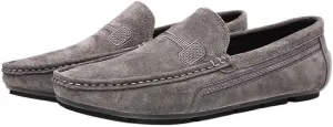 Men's Loafers Faux Leather Stitching Details Suede Vamp Rubber Sole Flat Heel Comfortable Lightweight Classic Fashion Slip On