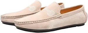 Men's Loafers Faux Leather Stitching Details Suede Vamp Rubber Sole Flat Heel Comfortable Lightweight Classic Fashion Slip On