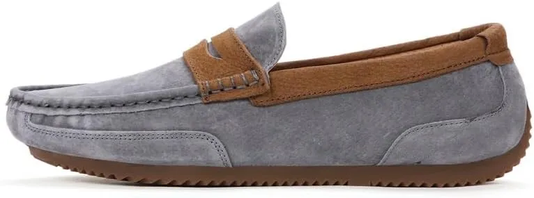 Men's Loafers Round Toe Faux Leather Patchwork Suede Vamp Penny Loafers Lightweight Anti-Slip Comfortable Wedding Classic Slip-on