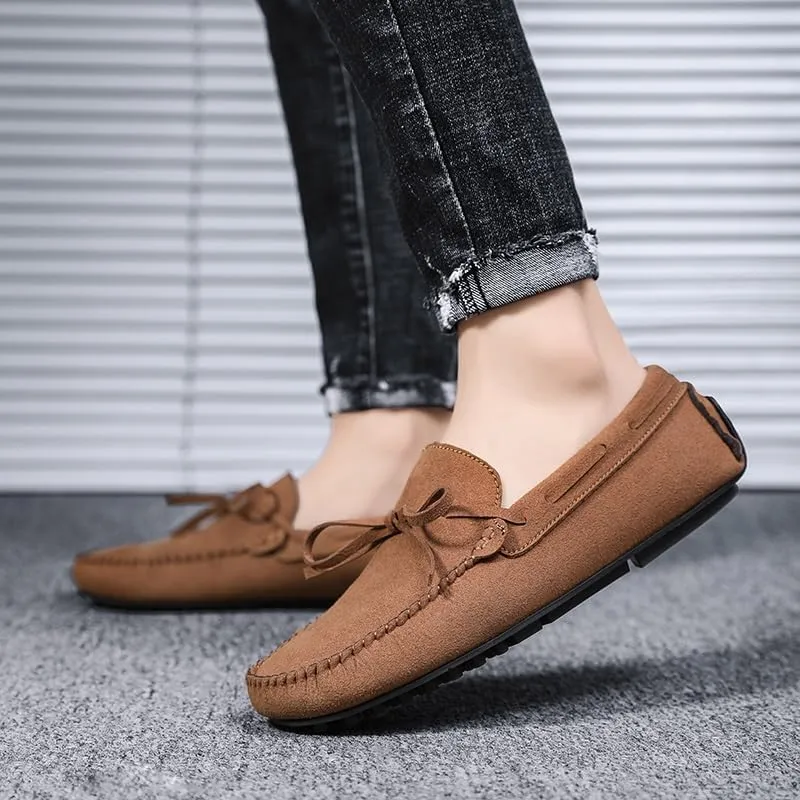 Men's Loafers Round Toe Suede Vamp Boat Shoes Driving Loafers Lightweight Flat Heel Comfortable Casual Outdoor Slip-on