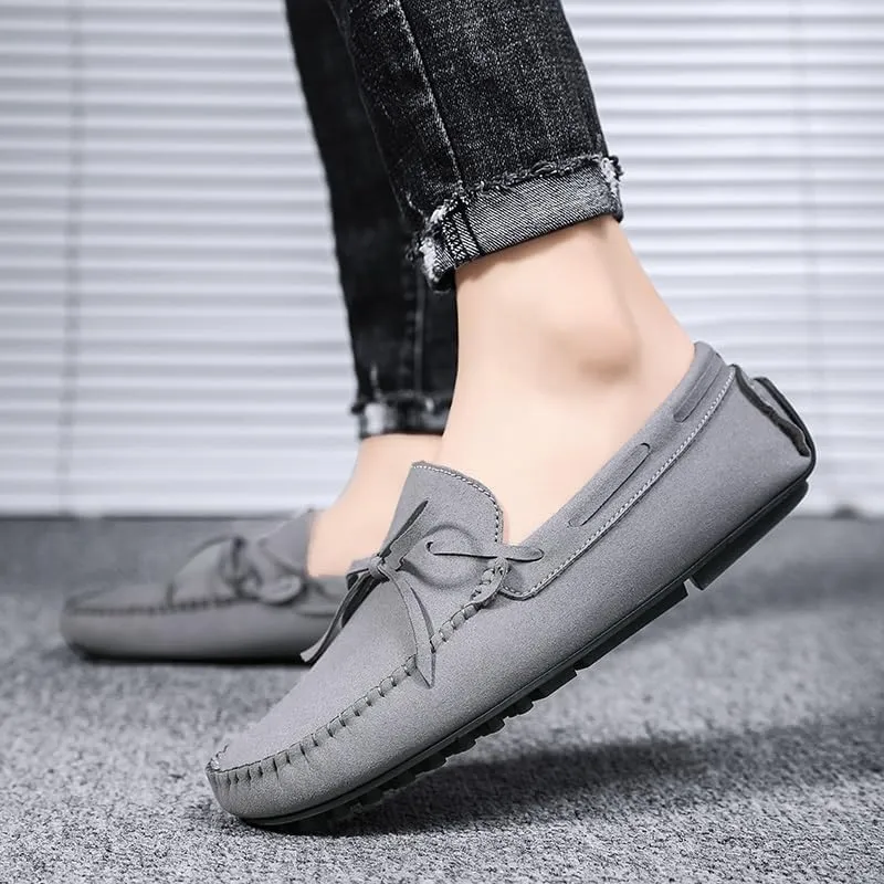 Men's Loafers Round Toe Suede Vamp Boat Shoes Driving Loafers Lightweight Flat Heel Comfortable Casual Outdoor Slip-on