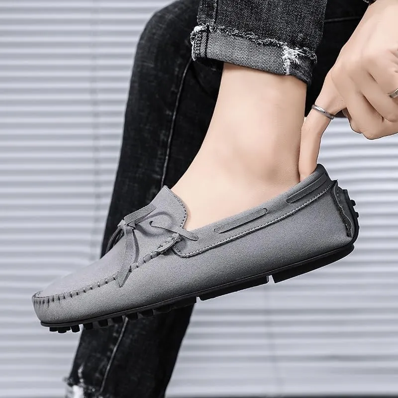 Men's Loafers Round Toe Suede Vamp Boat Shoes Driving Loafers Lightweight Flat Heel Comfortable Casual Outdoor Slip-on