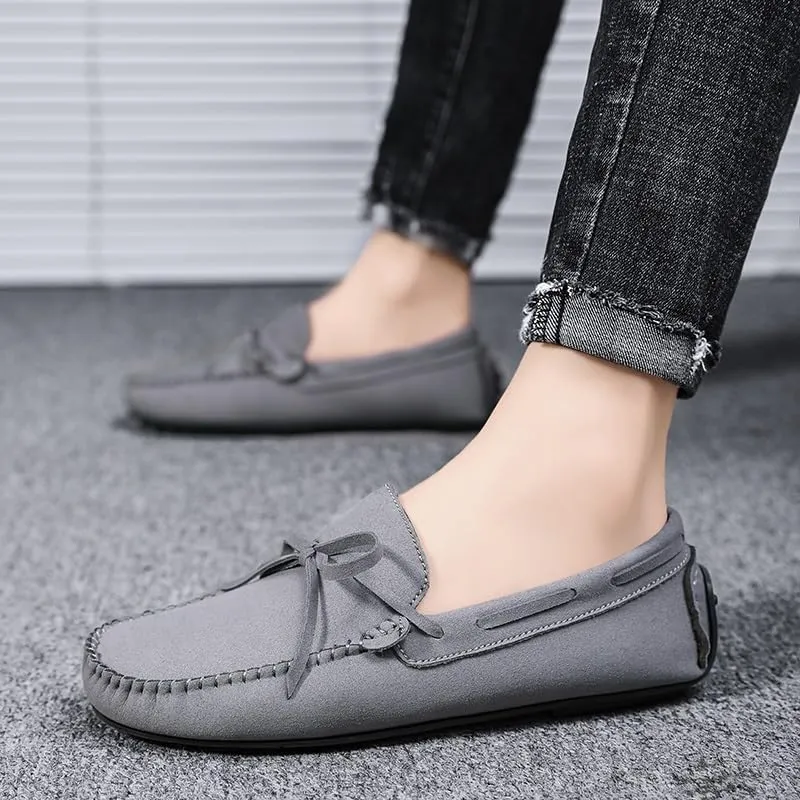 Men's Loafers Round Toe Suede Vamp Boat Shoes Driving Loafers Lightweight Flat Heel Comfortable Casual Outdoor Slip-on