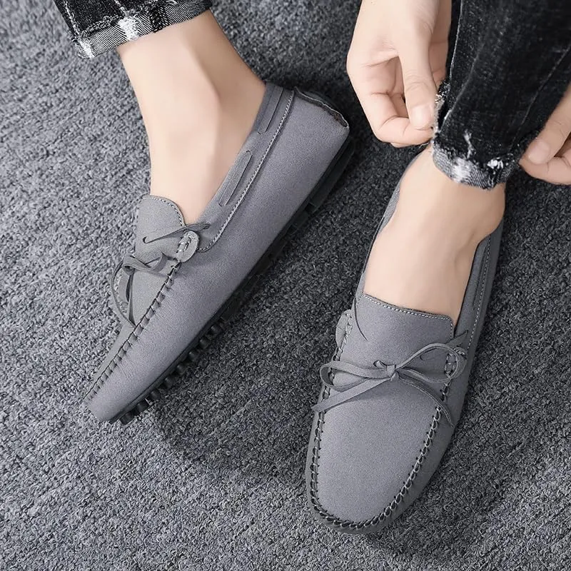Men's Loafers Round Toe Suede Vamp Boat Shoes Driving Loafers Lightweight Flat Heel Comfortable Casual Outdoor Slip-on