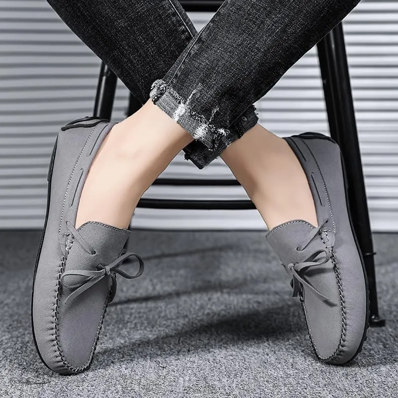 Men's Loafers Round Toe Suede Vamp Boat Shoes Driving Loafers Lightweight Flat Heel Comfortable Casual Outdoor Slip-on
