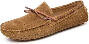 Men's Loafers Shoes Perforated Suede Driving Boatshoes Moccasins Shoes Anti-Slip Flexible Flat Heel Outdoor Slip On