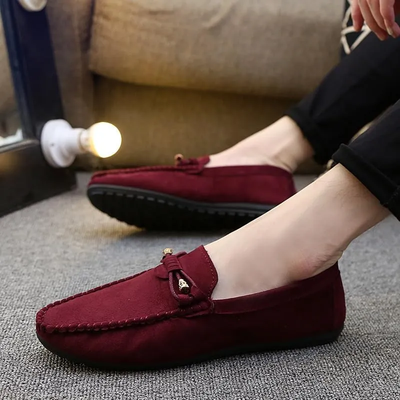 Men's Loafers Shoes Round Toe Solid Color PU Leather Suede Vamp Loafers Slip Resistant Flexible Comfortable Walking Party Slip-on