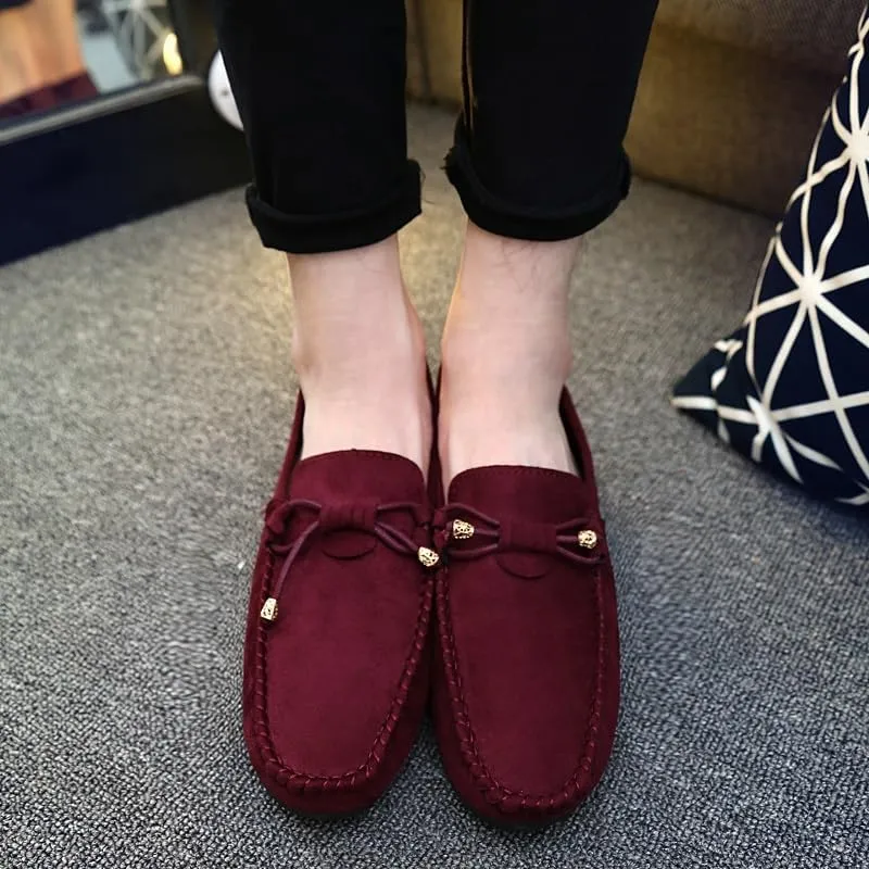 Men's Loafers Shoes Round Toe Solid Color PU Leather Suede Vamp Loafers Slip Resistant Flexible Comfortable Walking Party Slip-on