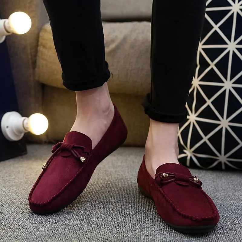 Men's Loafers Shoes Round Toe Solid Color PU Leather Suede Vamp Loafers Slip Resistant Flexible Comfortable Walking Party Slip-on