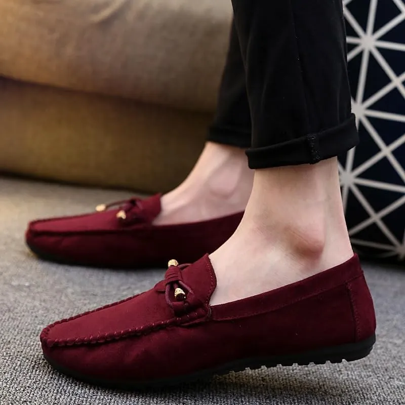 Men's Loafers Shoes Round Toe Solid Color PU Leather Suede Vamp Loafers Slip Resistant Flexible Comfortable Walking Party Slip-on