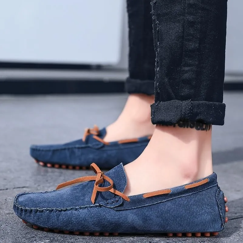 Men's Loafers Square Toe Suede Vamp Driving Loafers Moccasins Boat Shoes Anti-Slip Flexible Lightweight Wedding Slip-ons