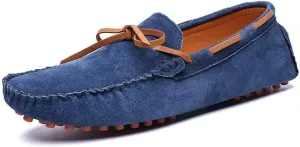 Men's Loafers Square Toe Suede Vamp Driving Loafers Moccasins Boat Shoes Anti-Slip Flexible Lightweight Wedding Slip-ons