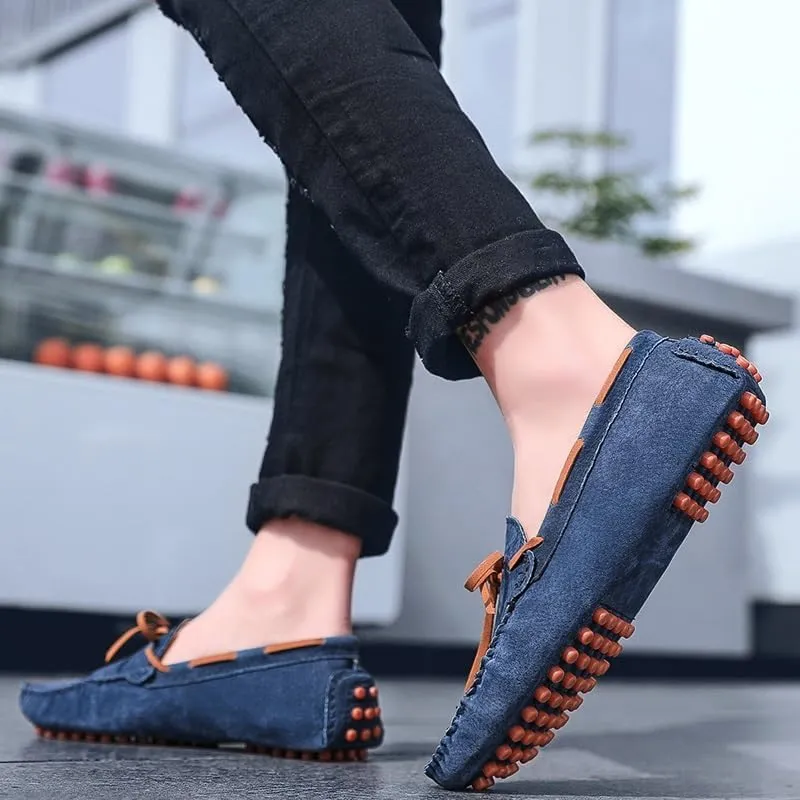 Men's Loafers Square Toe Suede Vamp Driving Loafers Moccasins Boat Shoes Anti-Slip Flexible Lightweight Wedding Slip-ons
