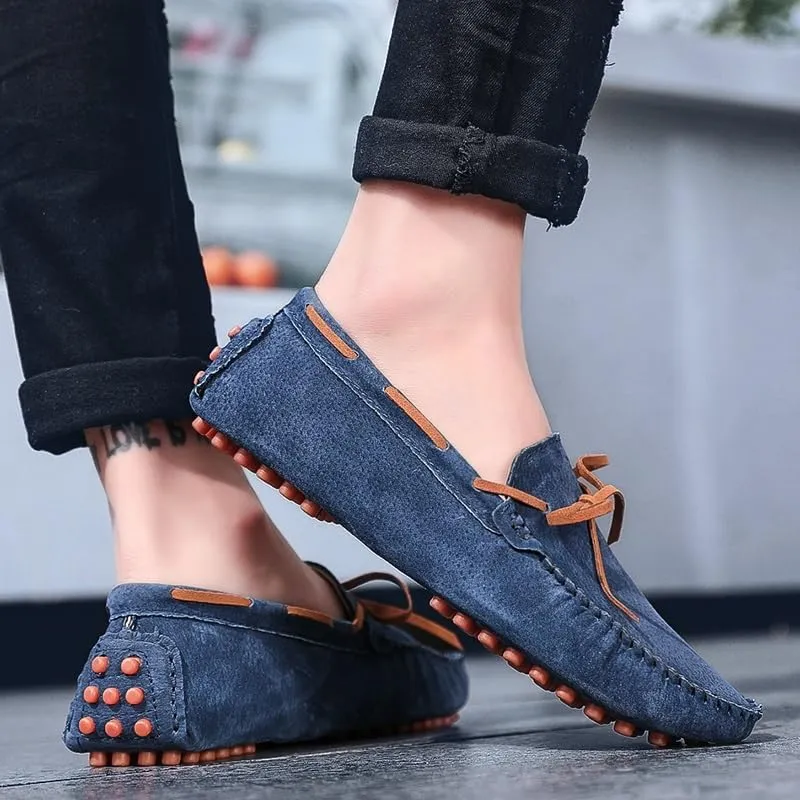 Men's Loafers Square Toe Suede Vamp Driving Loafers Moccasins Boat Shoes Anti-Slip Flexible Lightweight Wedding Slip-ons