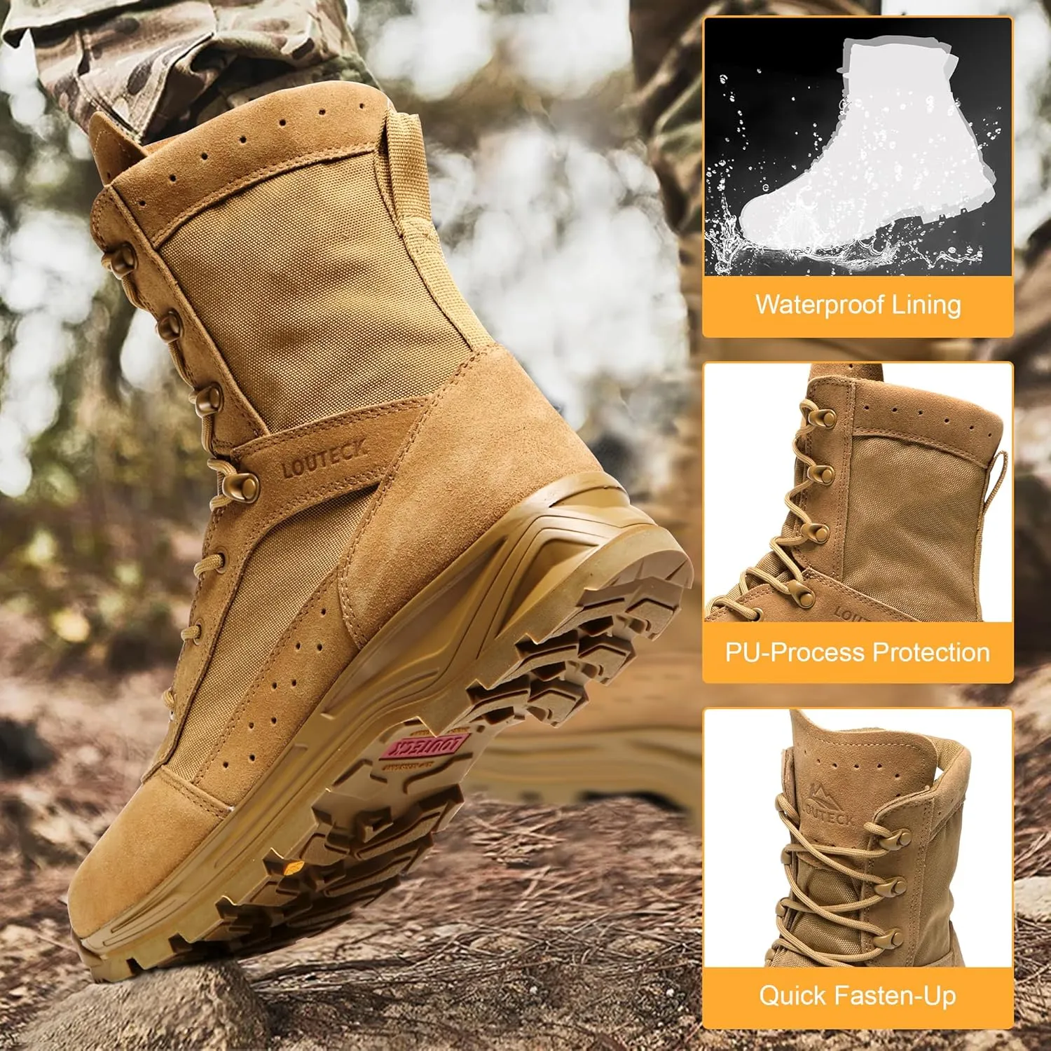 Men's Military & Tactical Boots  Waterproof & Comfortable Boots for Men, Perfect for Work, EMS, Hiking, and Combat
