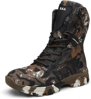 Men's Military and Tactical Combat Ankle Boots Lace up and Zipper Bootie Casual Outdoor Hiking Hunting Shoes Police Training Oxfords