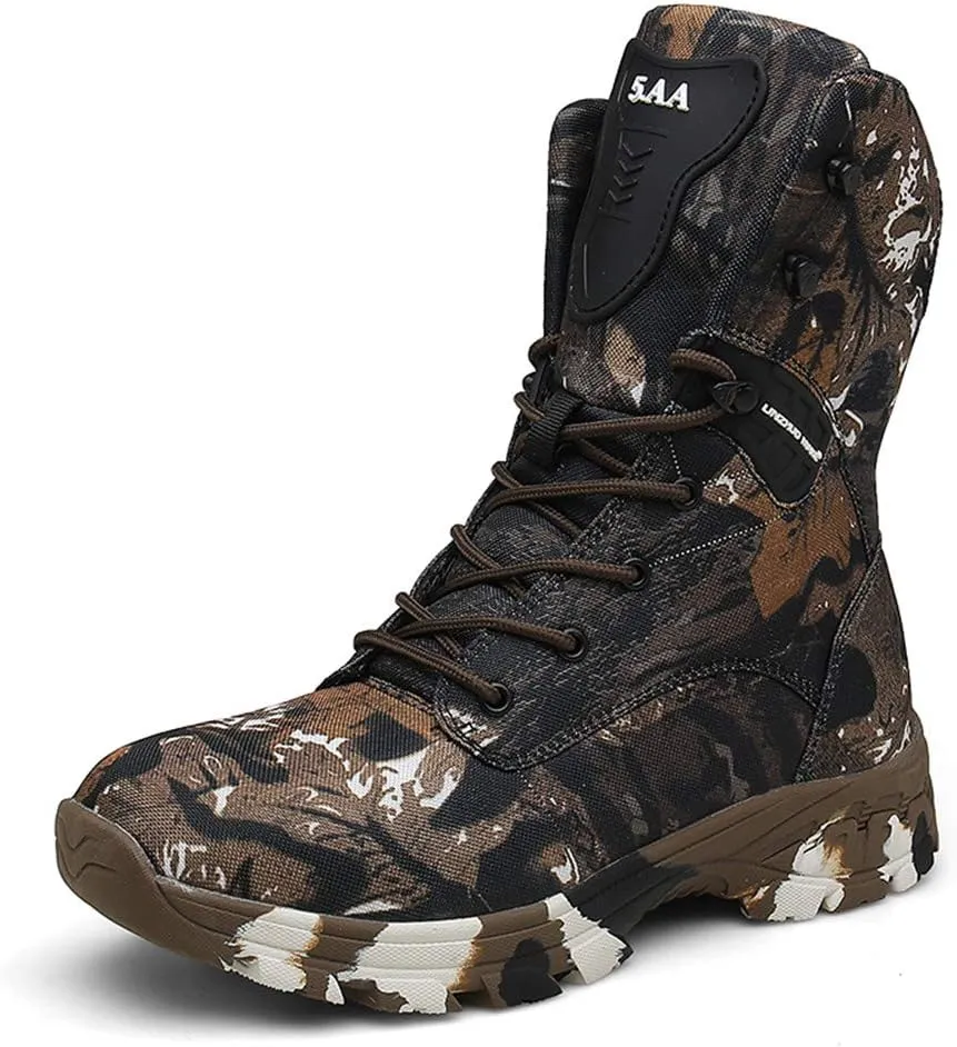 Men's Military and Tactical Combat Ankle Boots Lace up and Zipper Bootie Casual Outdoor Hiking Hunting Shoes Police Training Oxfords