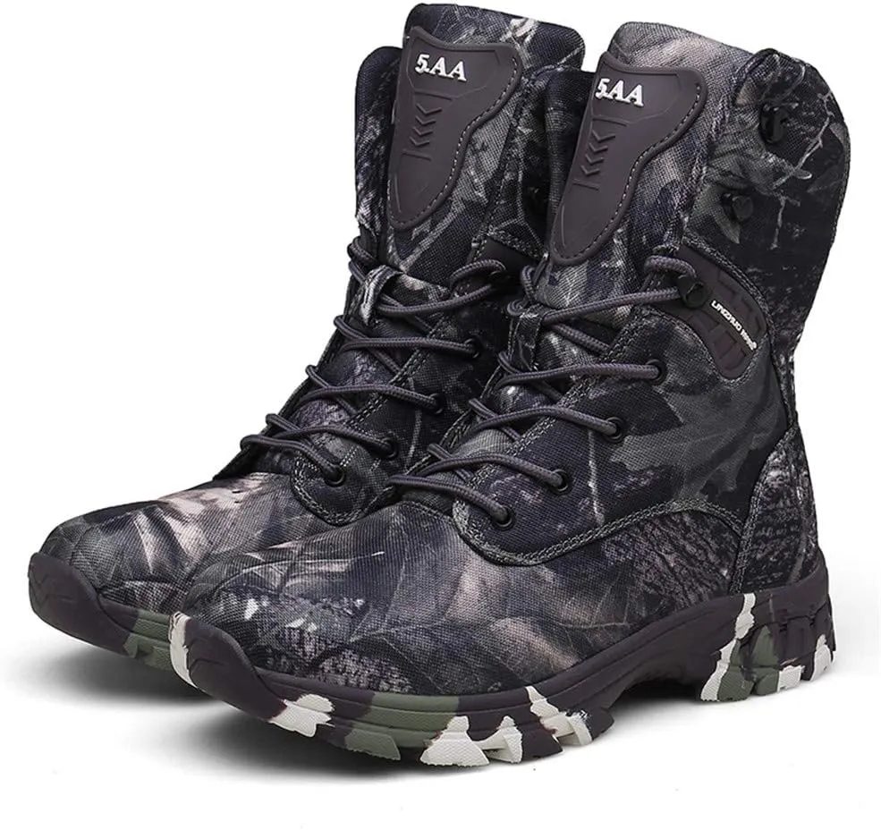 Men's Military and Tactical Combat Ankle Boots Lace up and Zipper Bootie Casual Outdoor Hiking Hunting Shoes Police Training Oxfords
