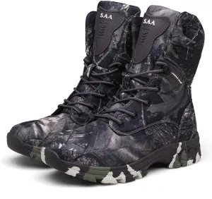 Men's Military and Tactical Combat Ankle Boots Lace up and Zipper Bootie Casual Outdoor Hiking Hunting Shoes Police Training Oxfords