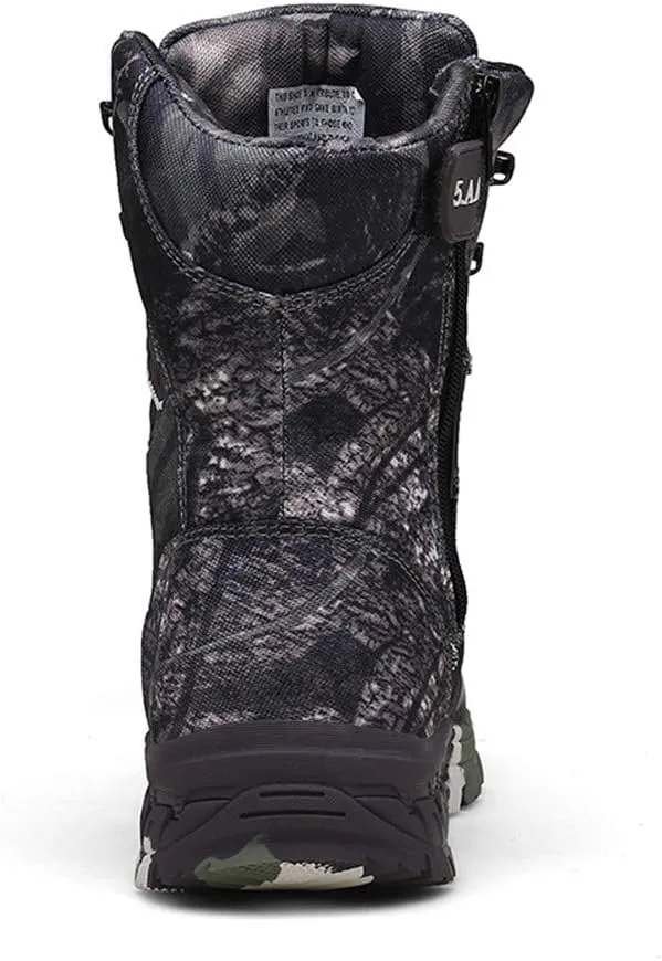 Men's Military and Tactical Combat Ankle Boots Lace up and Zipper Bootie Casual Outdoor Hiking Hunting Shoes Police Training Oxfords