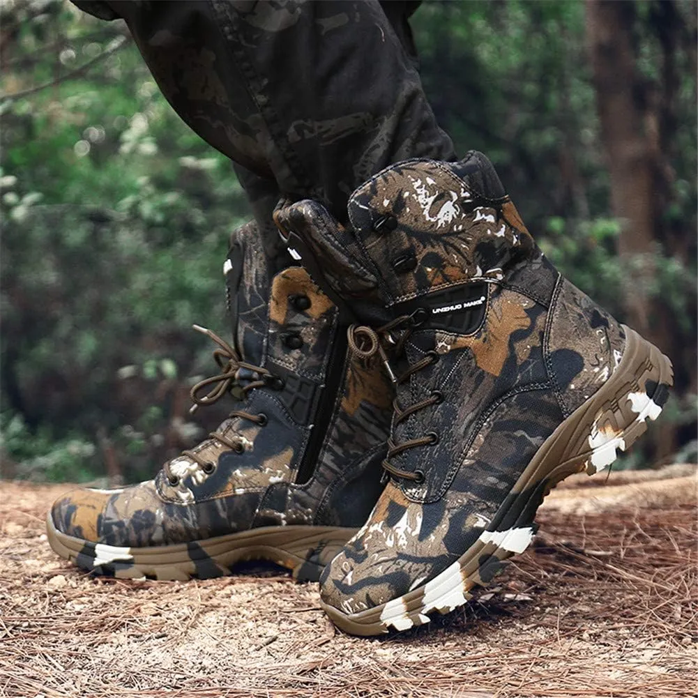 Men's Military and Tactical Combat Ankle Boots Lace up and Zipper Bootie Casual Outdoor Hiking Hunting Shoes Police Training Oxfords