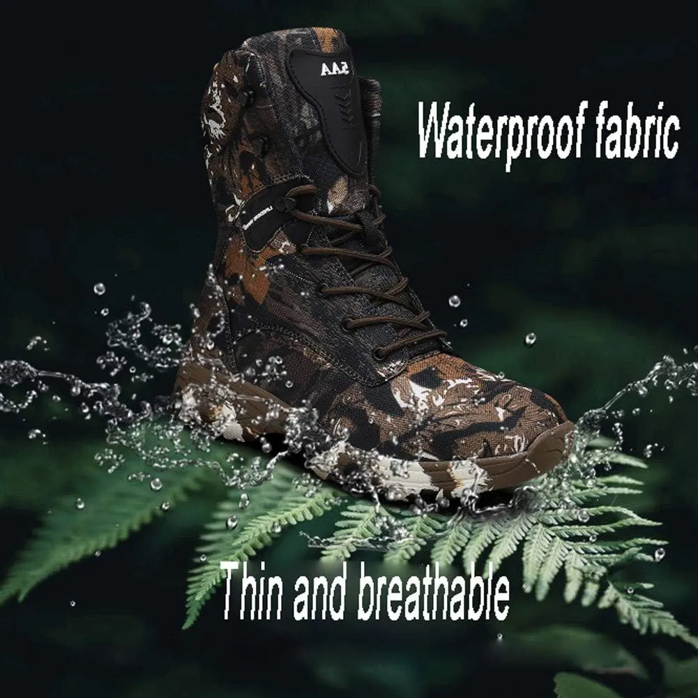 Men's Military and Tactical Combat Ankle Boots Lace up and Zipper Bootie Casual Outdoor Hiking Hunting Shoes Police Training Oxfords
