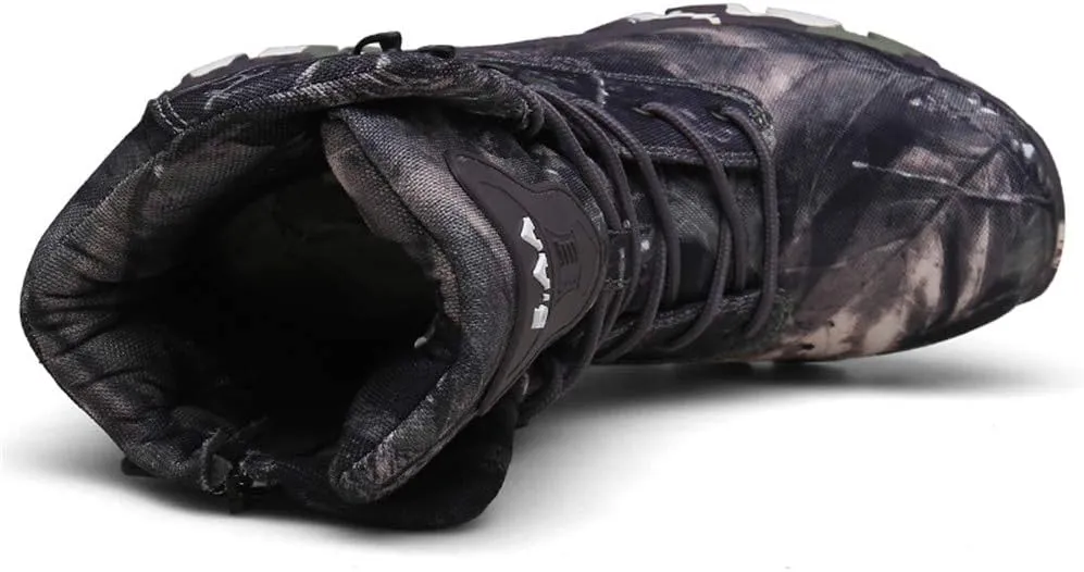 Men's Military and Tactical Combat Ankle Boots Lace up and Zipper Bootie Casual Outdoor Hiking Hunting Shoes Police Training Oxfords