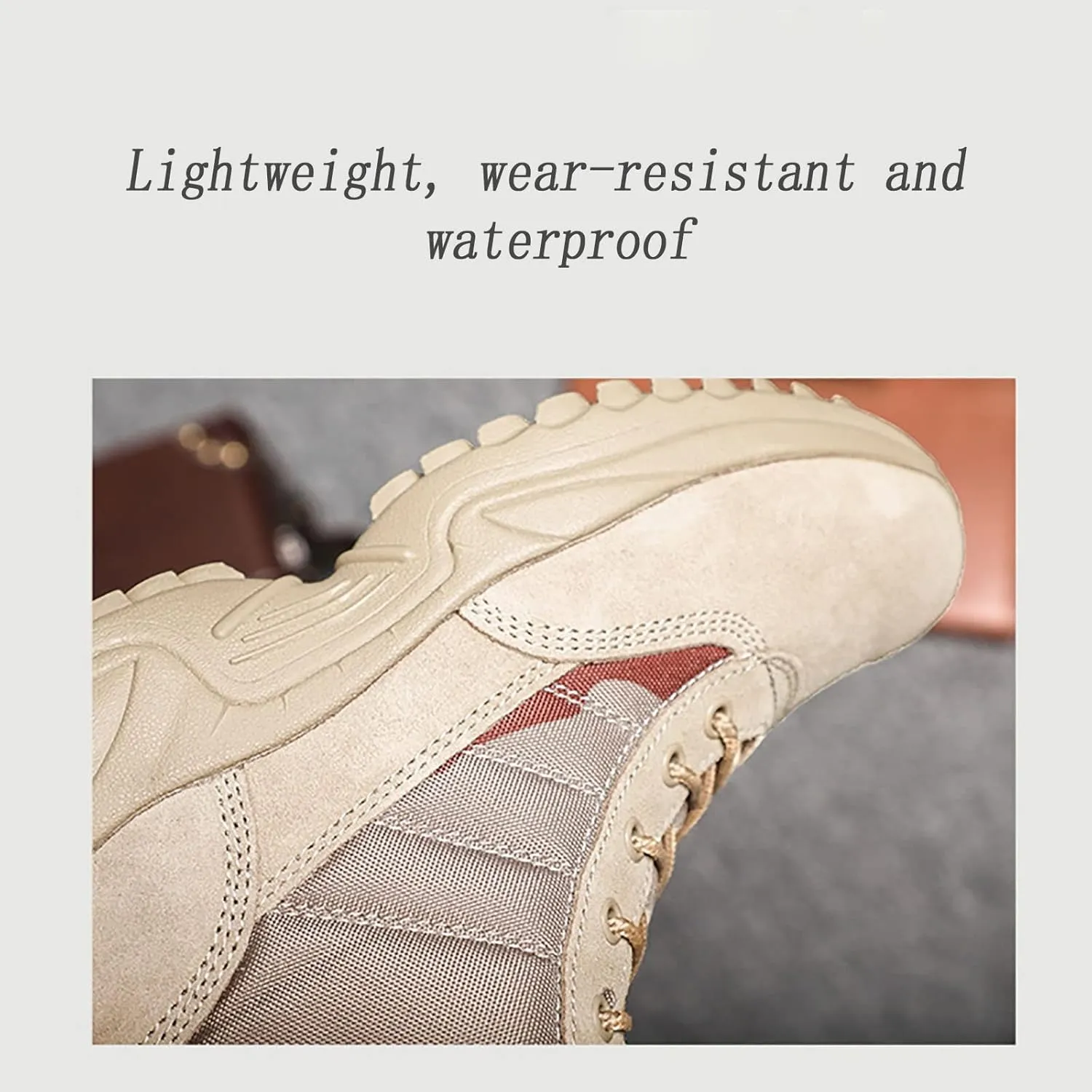 Men's Outdoor High-top Desert Tactical Boots, Comfort Breathable Rubber Sole Tactical Combat Shoes, Durable Lace-up Sports Waterproof Hiking Shoes