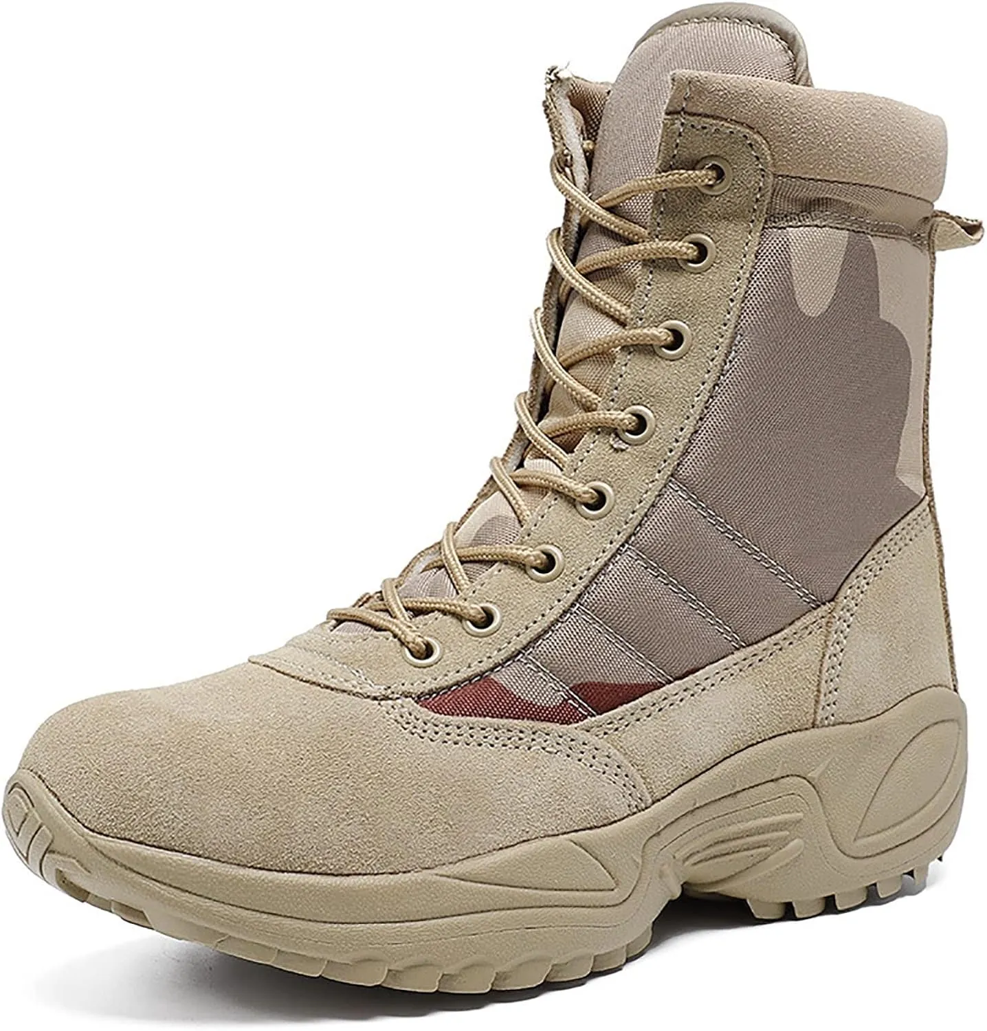 Men's Outdoor High-top Desert Tactical Boots, Comfort Breathable Rubber Sole Tactical Combat Shoes, Durable Lace-up Sports Waterproof Hiking Shoes