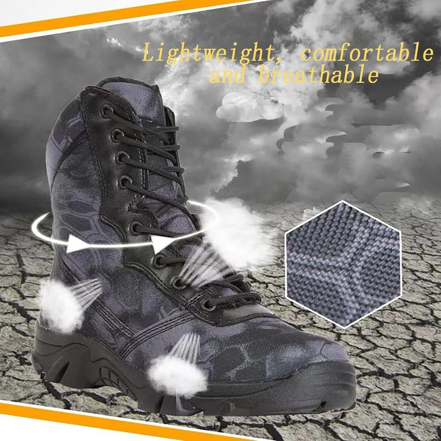 Men's Outdoor High-top Hiking Tactical Boots, Lightweight Abrasion-resistant Military Work Shoes, Breathable Soft and Comfortable Durable Work Boots